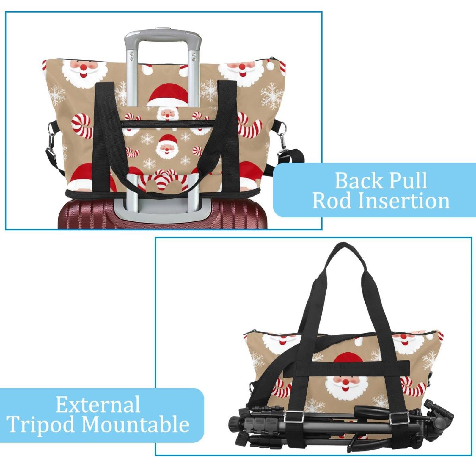 Reisetasche, Weihnachtsmann, erweiterbar, Wochenende, Übernachtung, wasserdicht, Sport, Fitnessstudio, Krankenhaustasche, Mehrfarbig 4, Eine Größe, Reisetasche