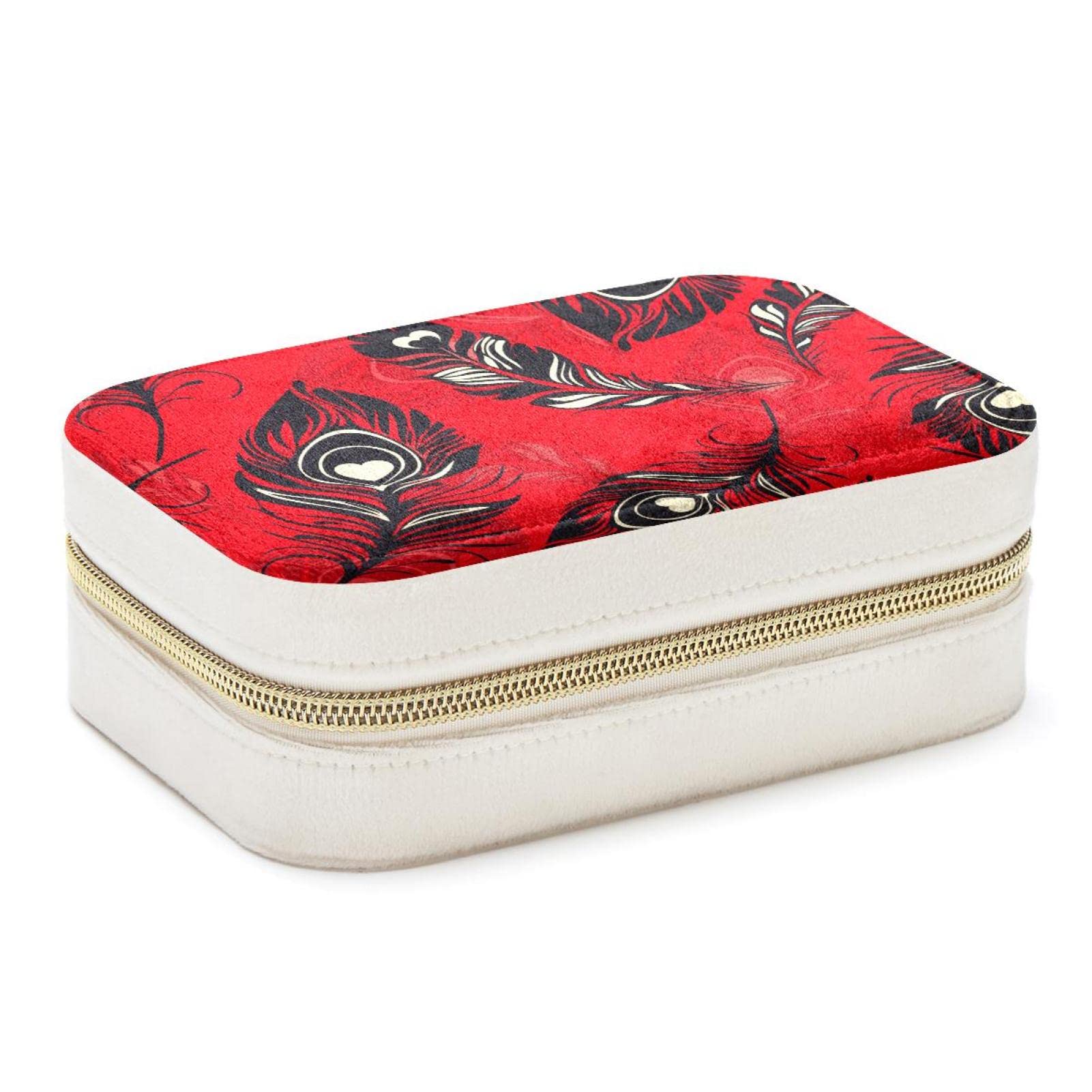 Boîte à bijoux voyage paon rouge, cadeau demoiselle d'honneur
