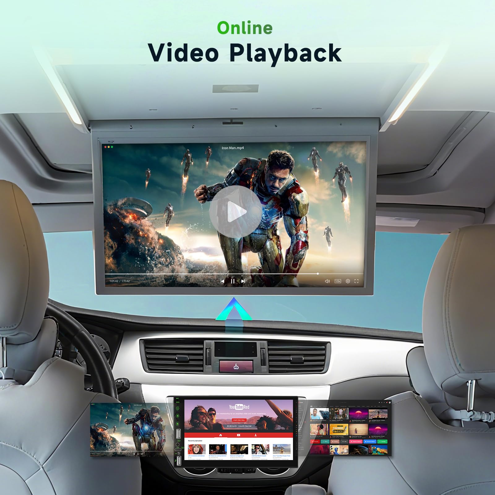 Hodozzy Autoradio 1 Din Carplay sans Fil Android Auto, Écran Tactile de 7 Pouces 1 Din Bluetooth Poste Radio Voiture avec Lecture Vidéo en Ligne, Radio FM, EQ, SWC, Mirror Link, USB/Type-C+ Caméra