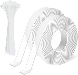 Ties and Tapes for Bird Spikes - 20PCS Plastics Zip Tie & 2PCS 3M Nano Adhesive Mounting Tape for Outdoor Use, Ideal for Keep Pigeons Cat Animal Away Plastic Spikes Bundling Fastening