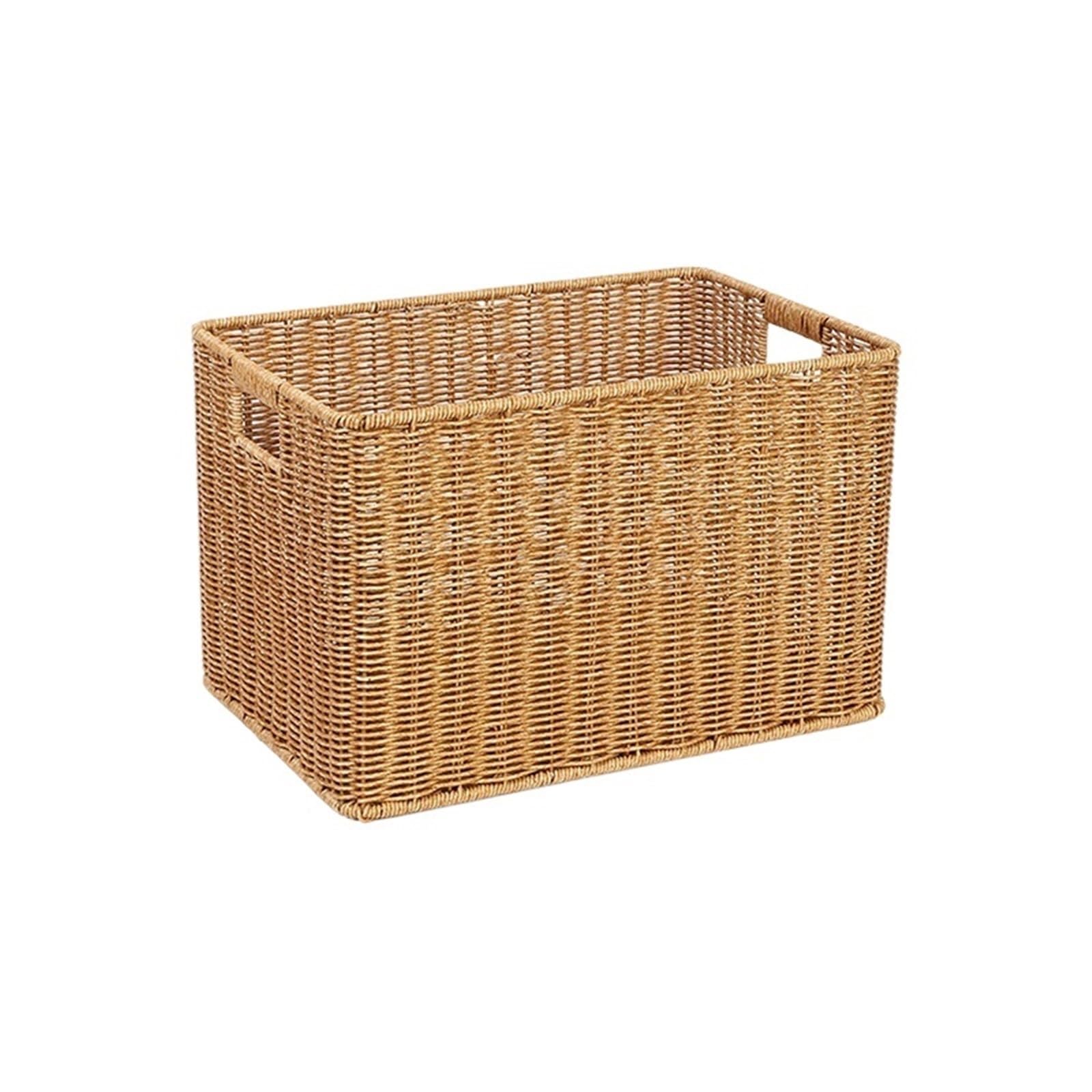 Folding Laundry Basket Household Storage Rectangular Hand Woven Large Box with Lid Bins Closet Organizer for Home Organizing