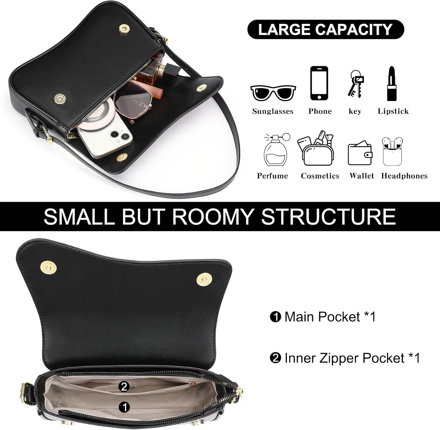 FALAN MULE Trendy Underarm Shoulder Bag for Women, Vegan Leather Small Curved Clutch Purse Cute Mini Hobo Handbag