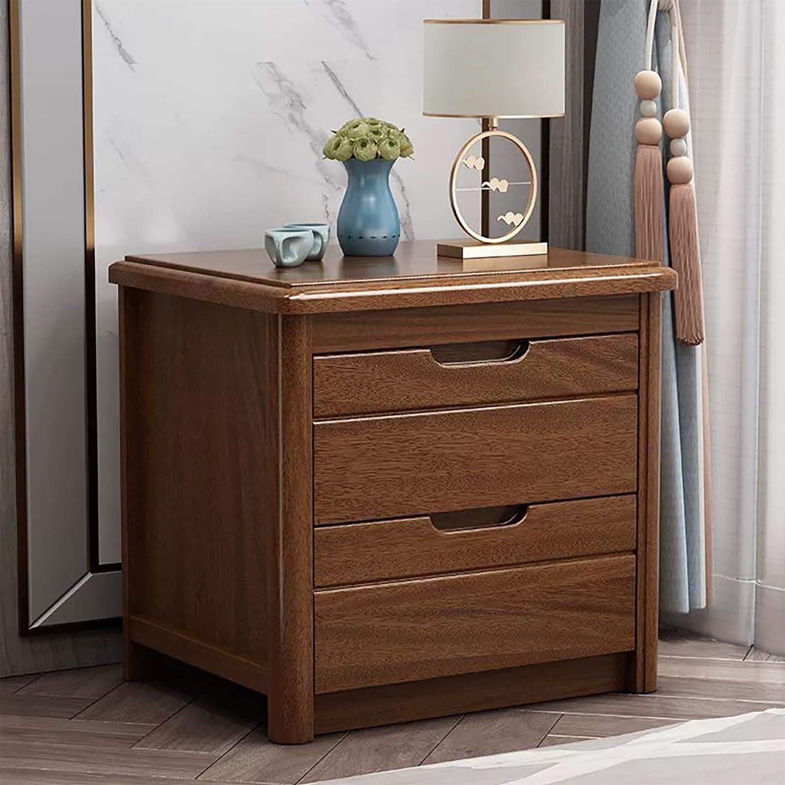 FYIYIEW bedside table, Bedside Table for Home Or College Dorm Night Stands Suitable for Small Spaces(Walnut,50cm/19.7in)