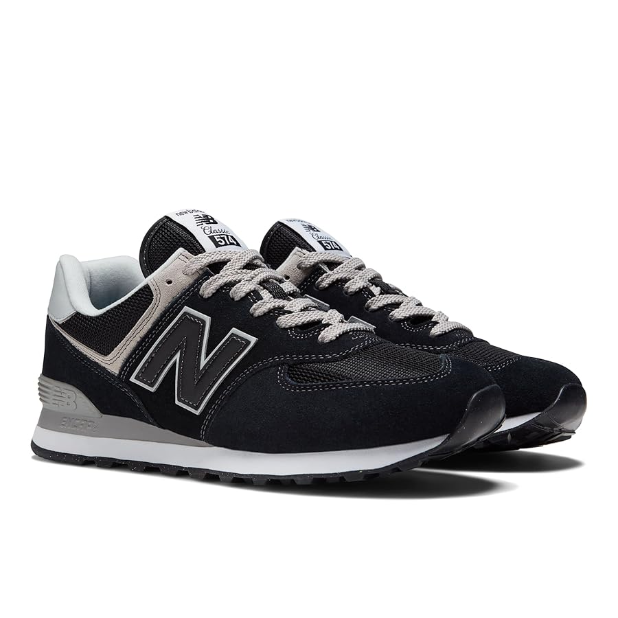 Amazon | New Balance Men's 574 Core Sneaker, Black/White, 12