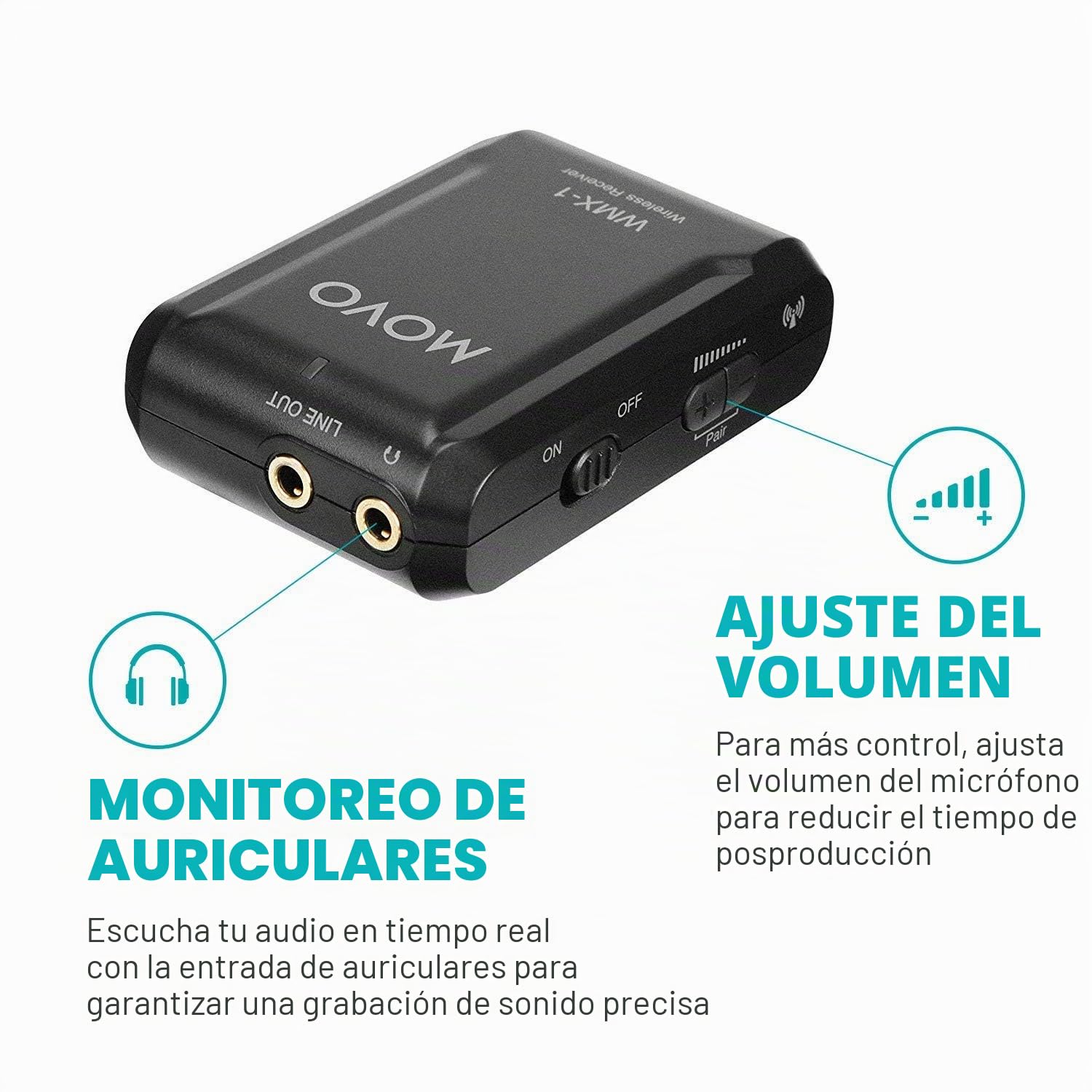 Movo Sistema de micrófono de Solapa inalámbrico WMX-1-DUO de 2,4 GHz Compatible con cámaras DSLR, videocámaras, iPhone, teléfonos Inteligentes Android y tabletas (Rango de Audio de 60 Metros)