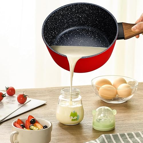 Miniatura 6 de Cacerola antiadherente con tapa, olla pequeña de 2 cuartos con revestimiento de granito, cacerola multiusos clásica del chef para todas las estufas,