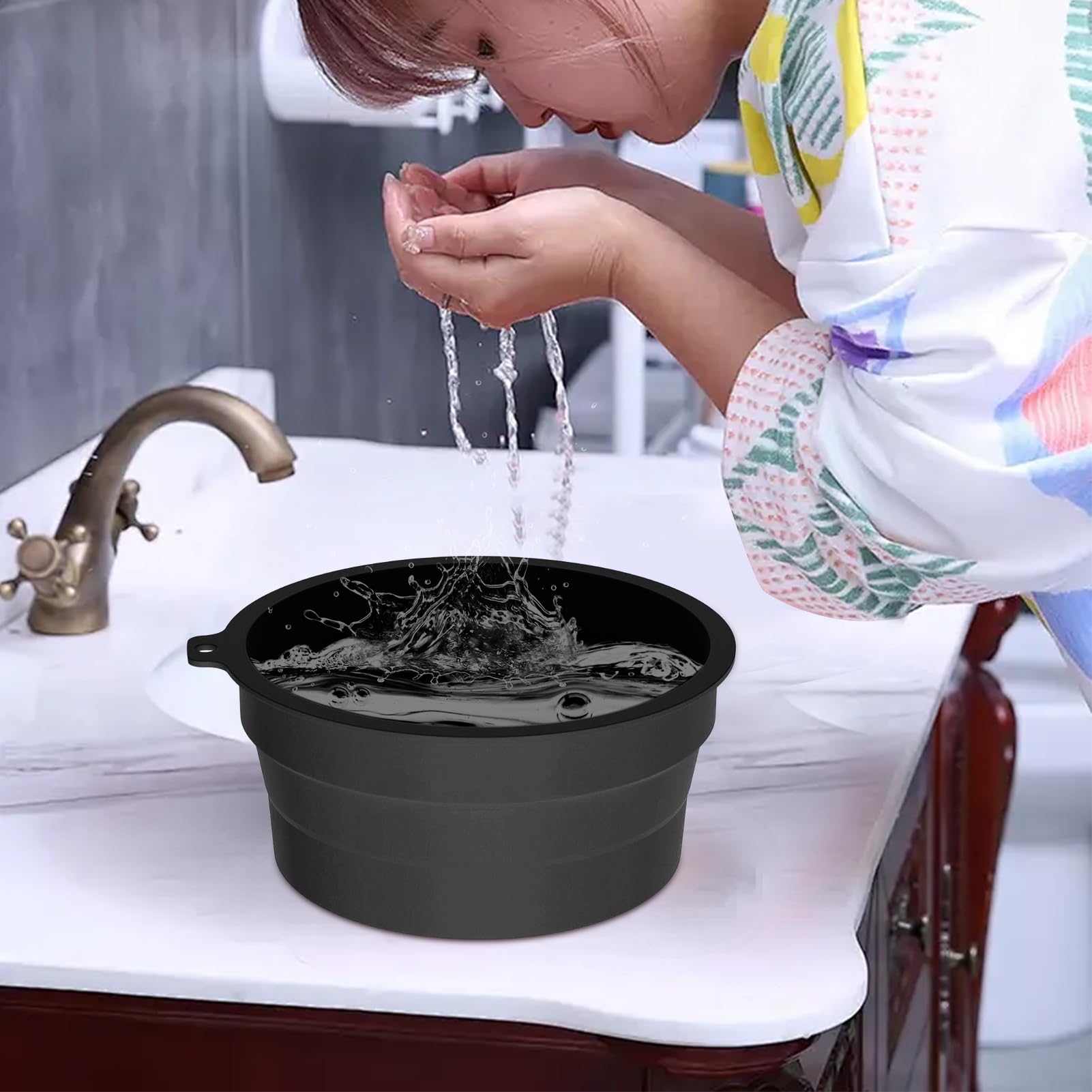 Cuenco facial de hielo, cuencos de inmersión de hielo de cara fría, 8.4 x 3.94 pulgadas, lavabo reafirmante de silicona para la belleza, diseño portátil ligero, ideal para el hogar, vacaciones, viajes