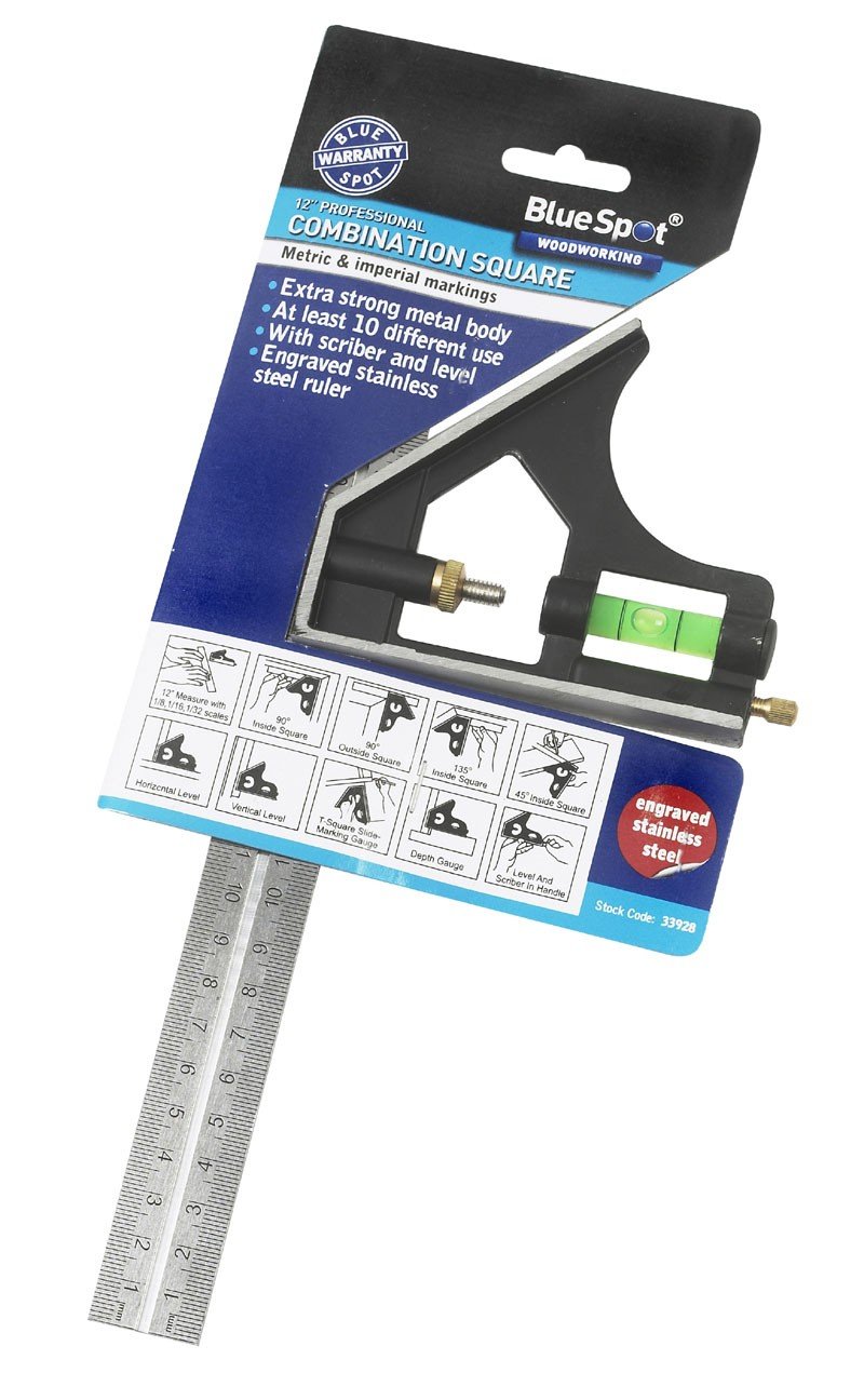 Combination Square Heavy Duty Try Set Right Angle Ruler Metric Imperial 12""
