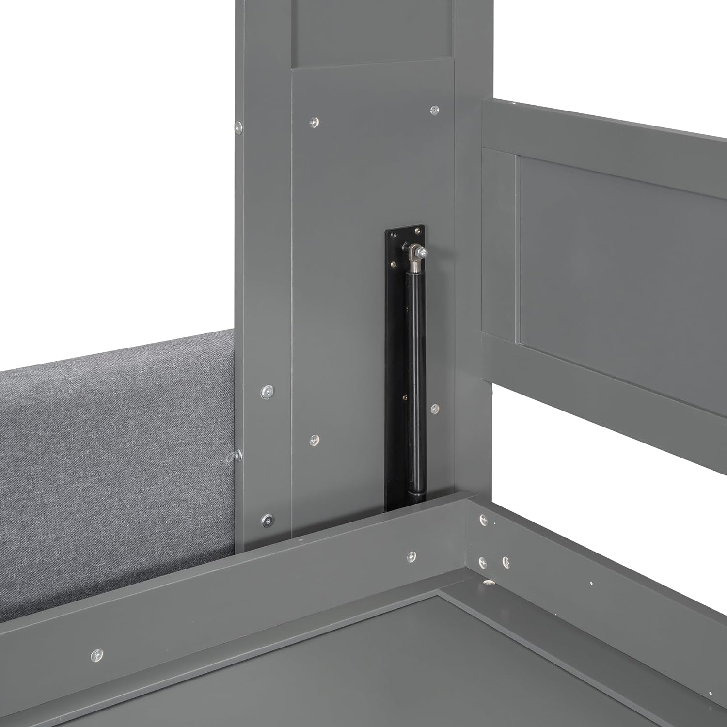 Close-up of the dual piston metal folding mechanism