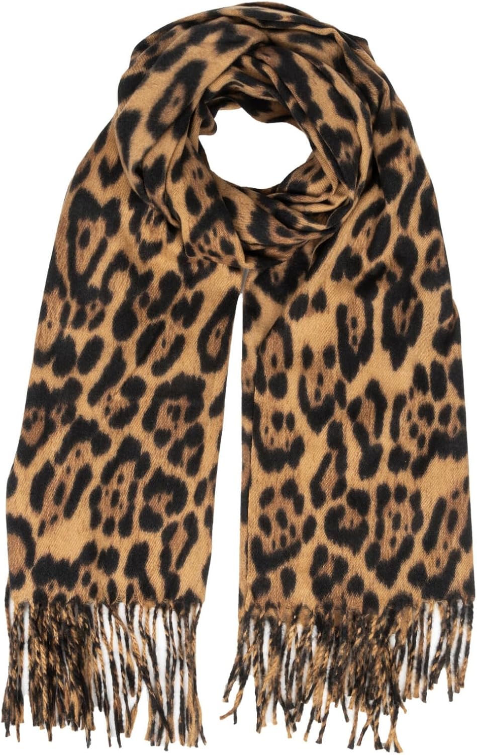 Mealah Women Leopard Print Scarf for Cold Weather - Soft Warm Shawls Scarves with Tassels(74.8''*23.62')