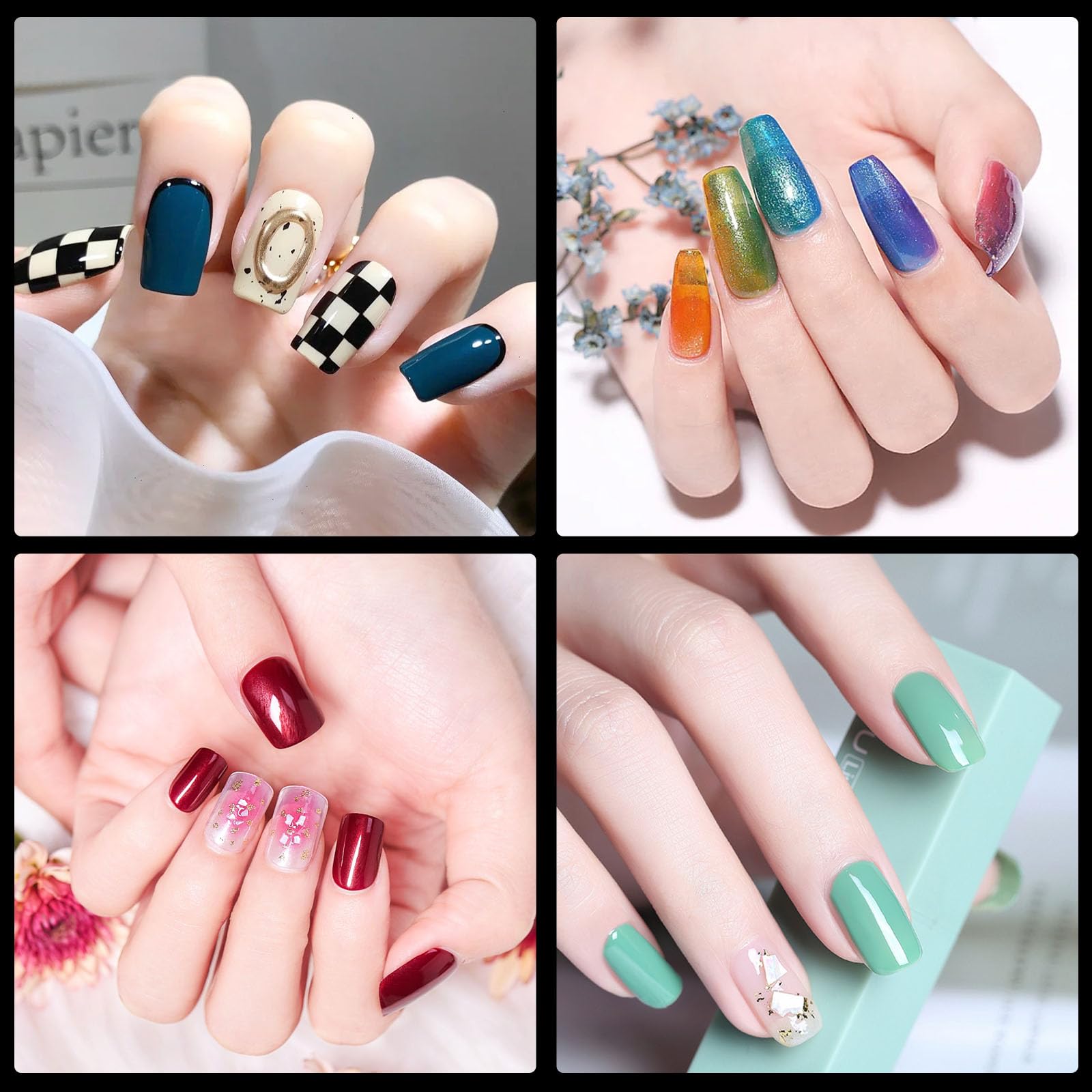 Diboniur Medium Square Medium Square Nail Tips Paznokcie, Przezroczysty, 550 szt.