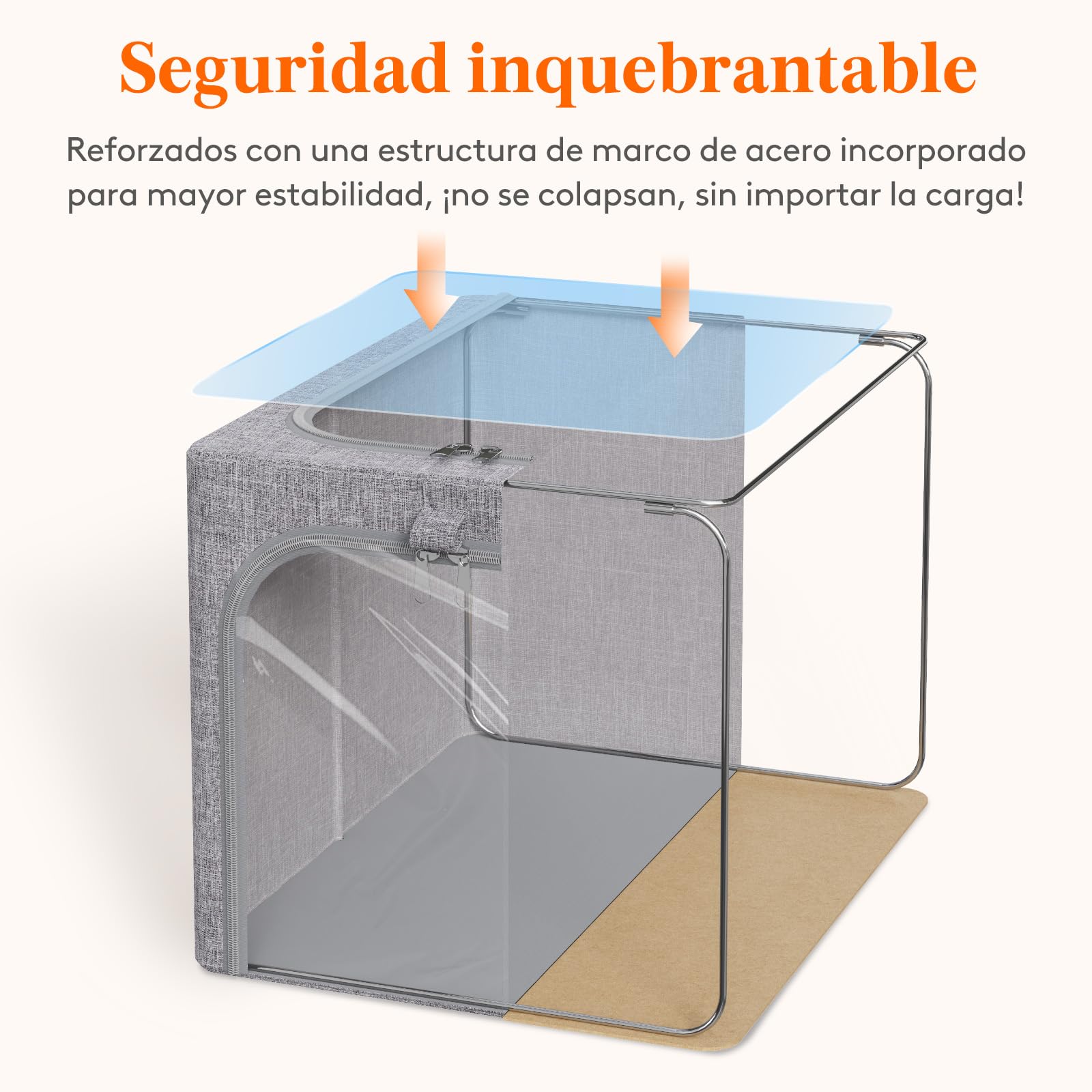 Lifewit - Paquete de 4 contenedores de almacenamiento de ropa con marco de metal, contenedores de almacenamiento de ropa plegables con tapas, cajas de almacenamiento apilables de 40L