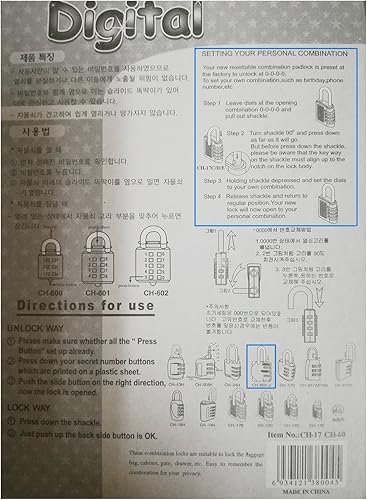 Miniatura 3 de DonJon Candado, paquete de 2 candados de combinación de 3 dígitos para gimnasio, casillero al aire libre y escuela, valla, cerrojo y almacenamiento
