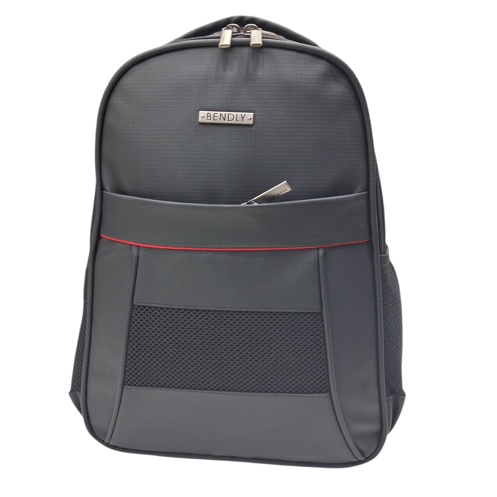 Buy Bendly Laptop Backpack, Grey with Red Accent, Mesh Pocket, for 13 Inch Laptop at