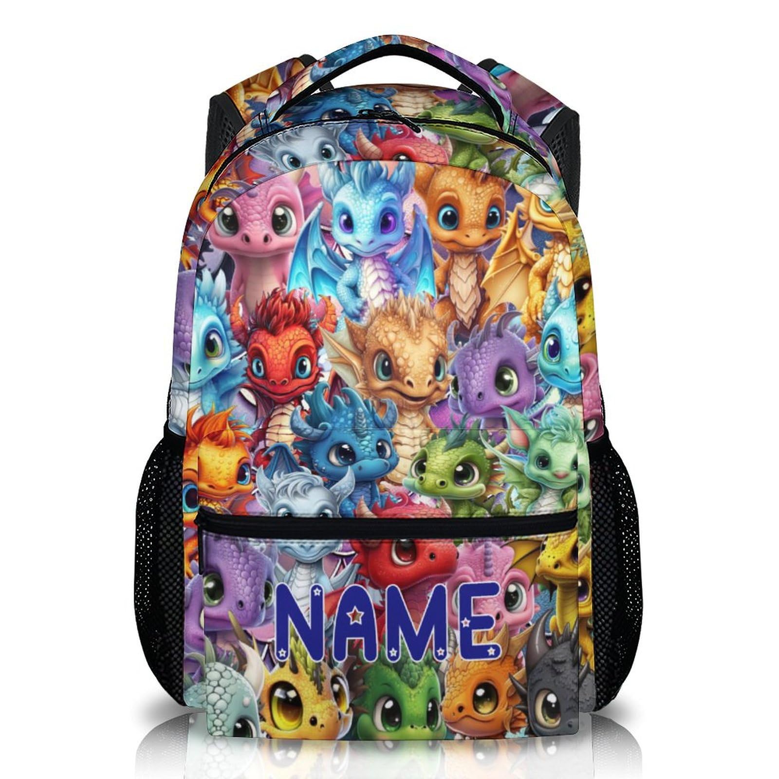 FLEXIMX Kids Backpack for School, Personalized Dragon Backpacks for Preschool Kindergarten Elementary, 17 Inches Custom Bookbag Gift with Name for