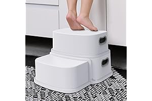 2-Step Stool for Toddlers, Anti-Slip Sturdy Step Stool for Bathroom Sink, Toilet...