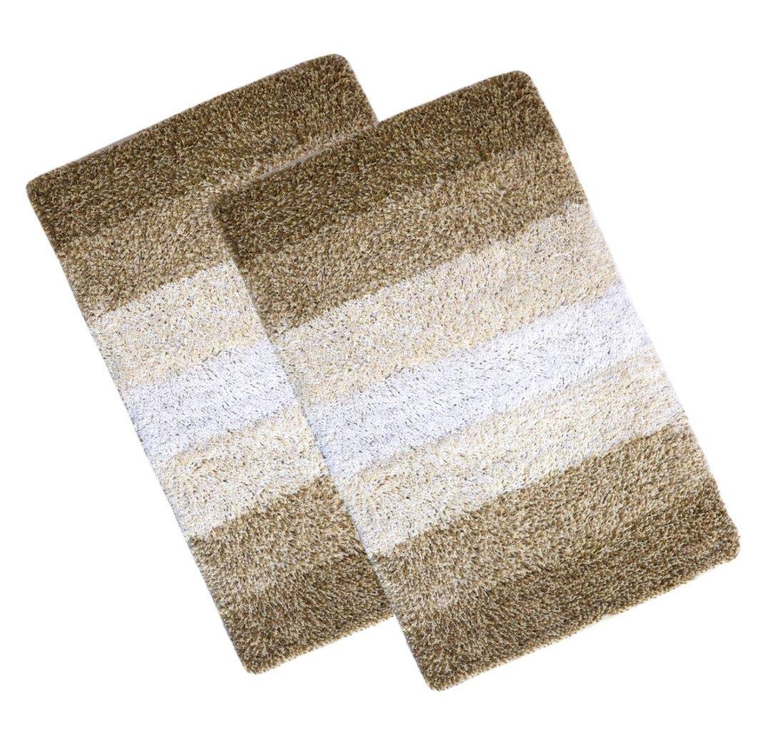 Grey Cotton Stripes Bathmats - Absorbent & Non-Slip -12