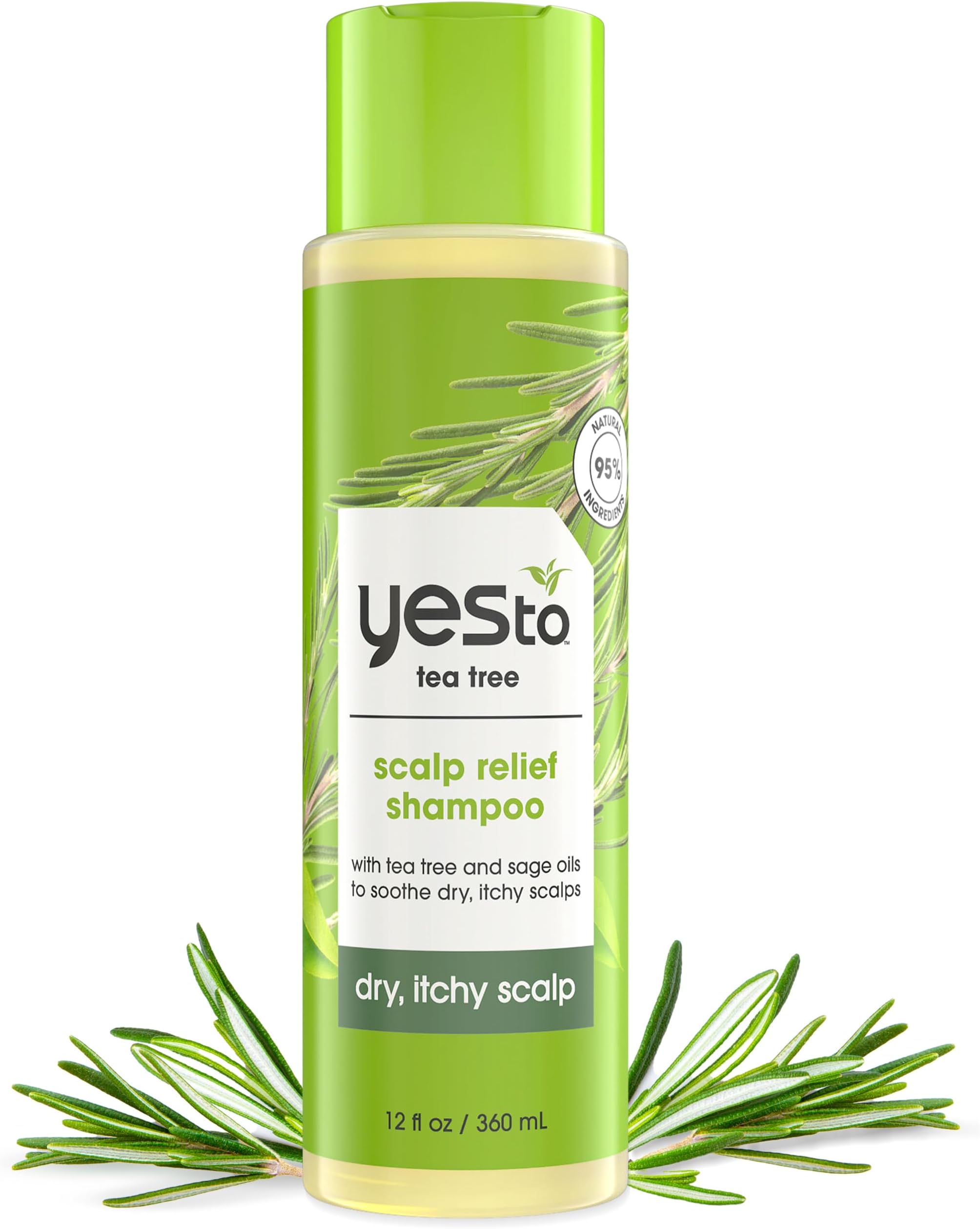 Tea Tree Shampoo with pH Balancing Formula, Nourishing Sage Oil, for Dry, Itchy Scalp Relief, Natural, Vegan & Cruelty Free, 12 Fl Oz
