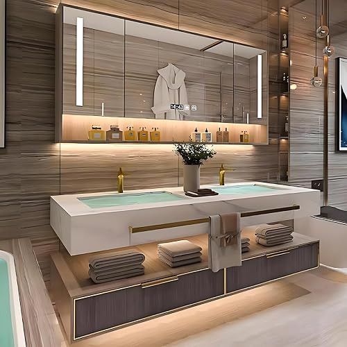 Double Bathroom Vanity with Sink, Luxury Floating Bathroom Vanity Set