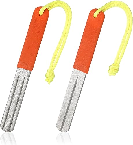 Miniatura 7 de Skylety 2 piezas de archivos de gancho para anzuelo de pesca, archivo de diamante, archivo de gancho de pesca deportiva con asa, gancho portátil,