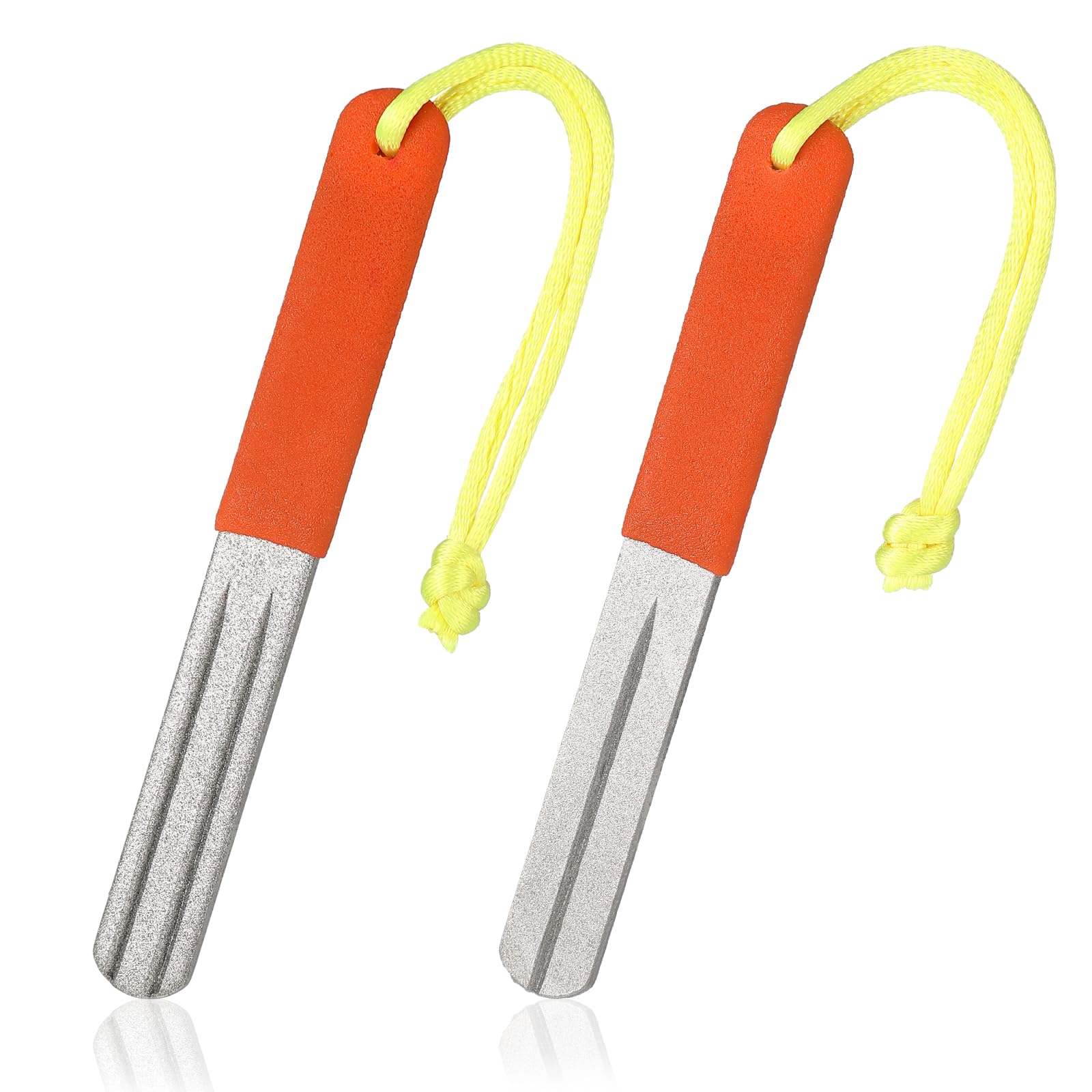Skylety 2 Pcs Hook Sharpener Hook File for Fishing Diamond File with Handle Portable Double Sided Fine and Medium Grit for Fishing(Orange)