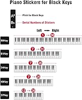 Vista 7 de Eison - Calcomanías de piano para teclas, calcomanías coloridas para teclado de piano para 88/61/54/49/37, juego de aprendizaje completo, extraíble