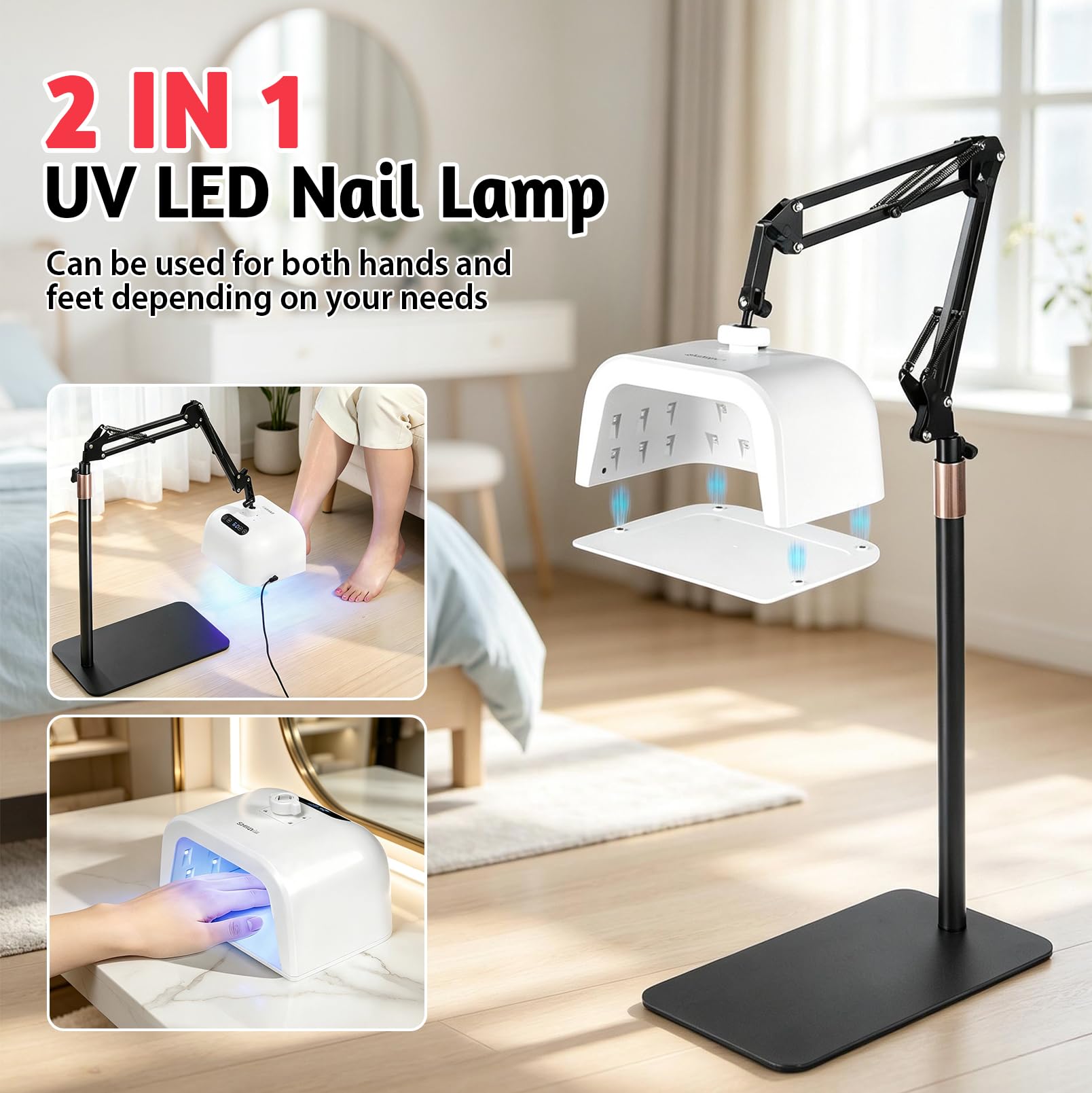 Lámpara UV 2 en 1 de 48 W para uñas de gel, secador de uñas profesional