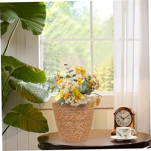 Miniatura 5 de Yardwe 2 cestas para macetas para plantas, cestas de almacenamiento tejidas para niños, cestas para plantas, cestas de pastos marinos, cestas de