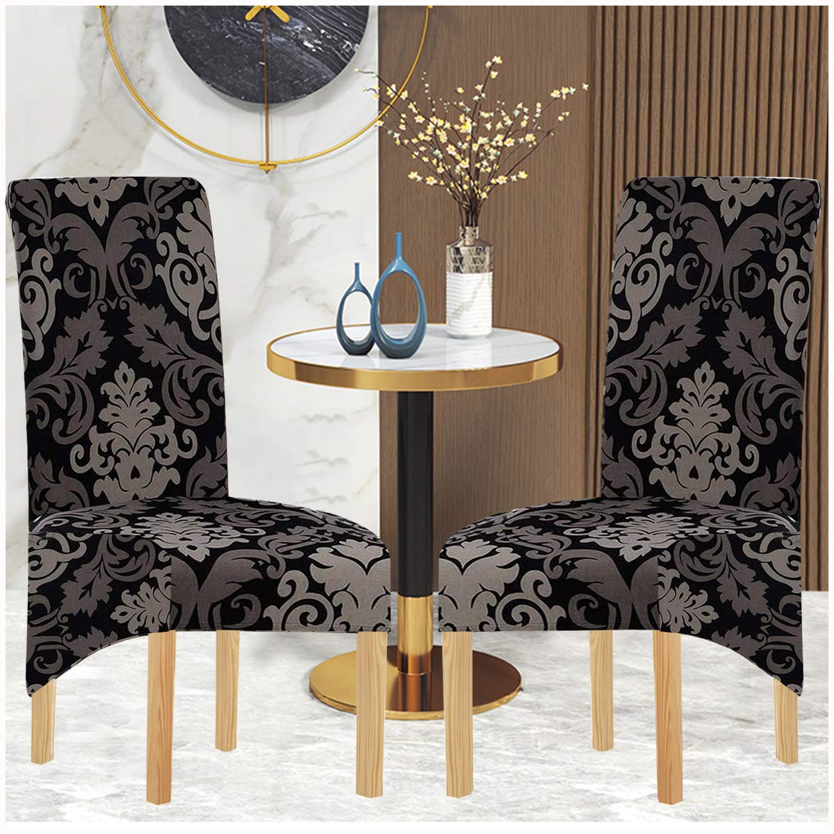Stretch-Stuhlhussen im modernen Stil, bedruckter Stoff, XL-Stuhlhussen für Esszimmerstühle, 2/4/6 Stück, elastische große Stuhlhussen für Esszimmer, Hochzeit, Bankett, Partydekoration (Farbe-15, 4er-