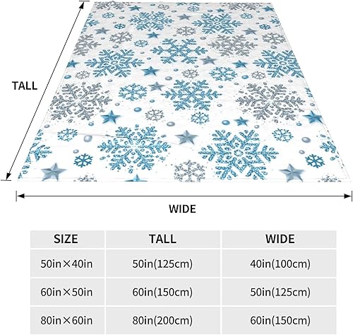 Miniatura 3 de Manta de invierno con copos de nieve, acogedora y suave, manta de Navidad para sofá, silla, cama, manta térmica de viaje de 80 x 60 pulgadas,