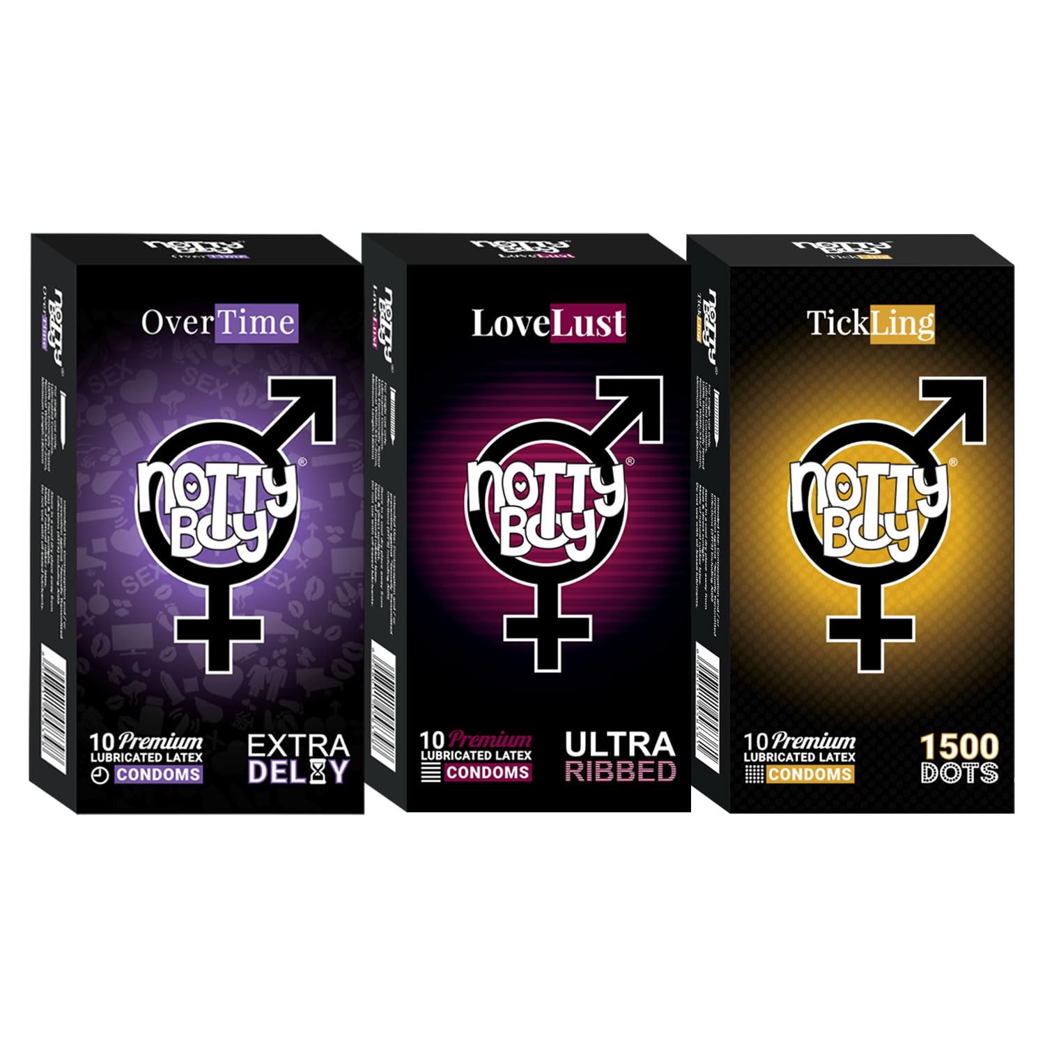 NOTTY BOY Condom Combo Set - Extra Delay, Ultra Ribbed and 1500 Dots Dotted Condom For Men - (30 Units, Pack of 3)-image-39