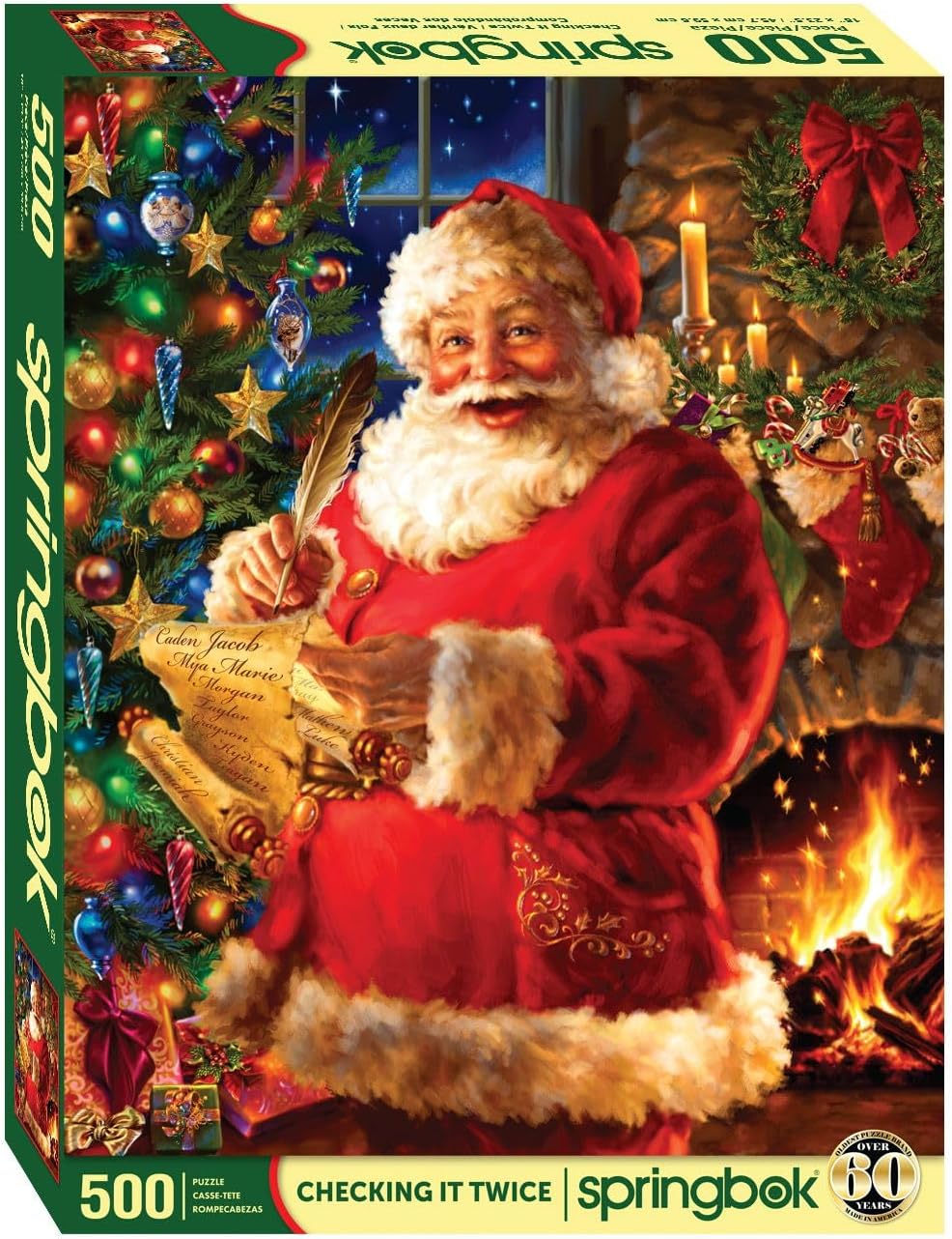 Springbok - Checking it Twice - 500 Piece Jigsaw Puzzle- Santa Checking his Holiday List