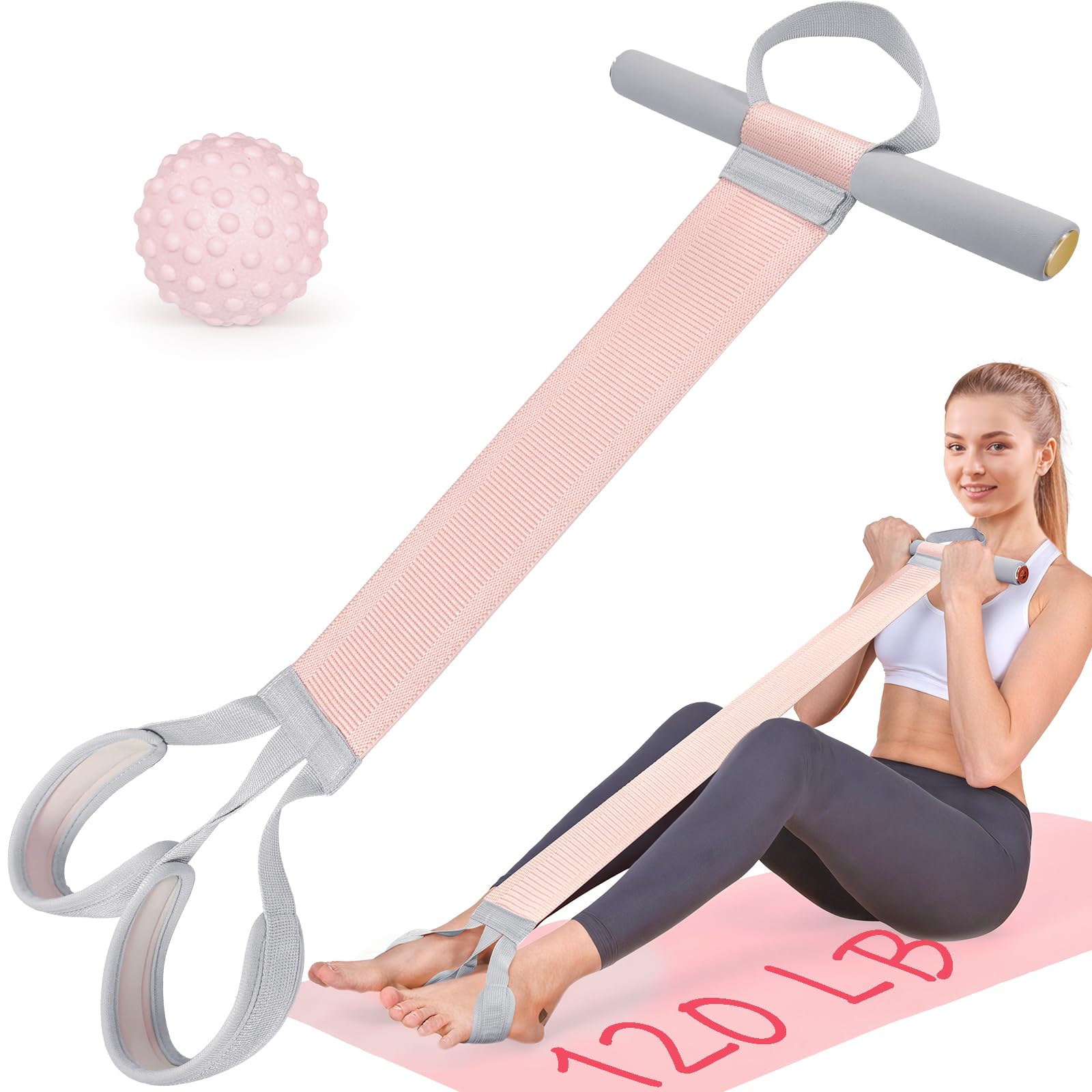 Banda de resistencia de tela con asas, banda de ejercicio de cuerpo completo de 120 libras, bandas elásticas antideslizantes para