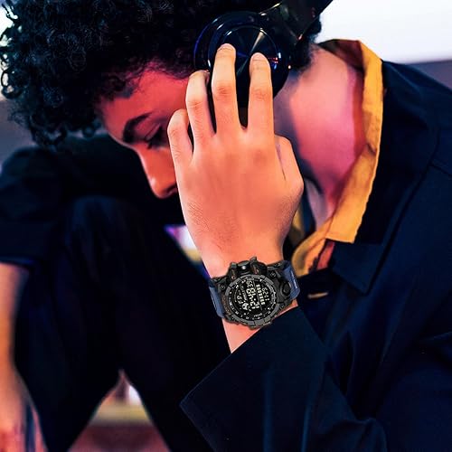 Miniatura 4 de Fanmis Reloj digital digital multifunción para hombre electrónico impermeable con alarma reloj deportivo de cuarzo Azul  Patchwork