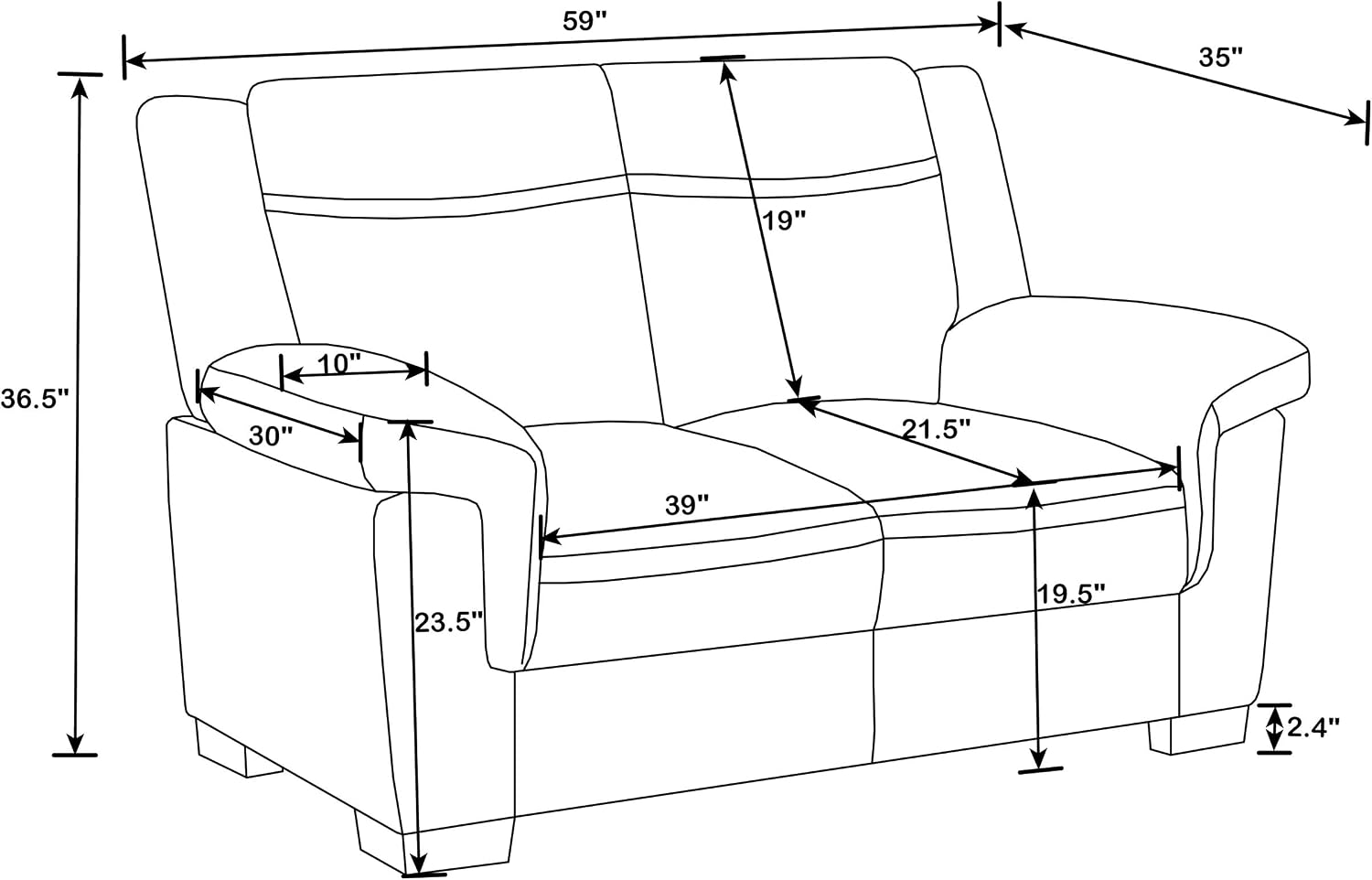 Coaster Home Furnishings - Arabella - 2-Piece Leatherette Upholstered Sofa and Loveseat Set with Padded Arms - Transitional - Living Room - Gray - 506591-S2