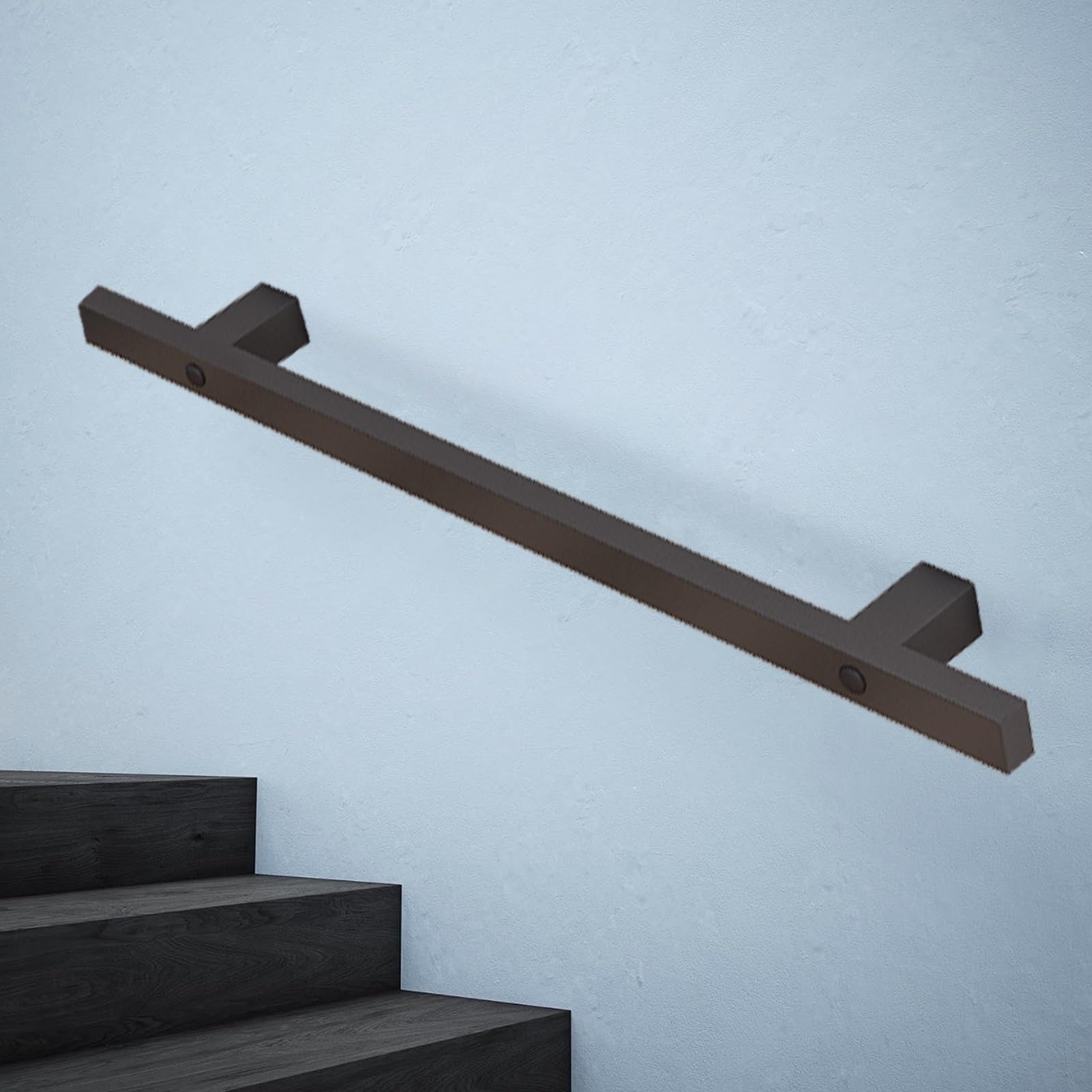 Fkxsxaz Black Metal Handrails For Indoor Stairs, Outdoor Stairs Railings Wall Mounted Banister Rail Kit With Wrought Iron Brackets Staircase Grab Bar Foot Support(2.6Ft/80Cm)