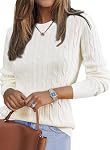 Arach&Cloz Women's 2026 Spring Summer Sweater Fashion Pullover Crew Neck Long Sleeve Cute Tops Dressy Shirts