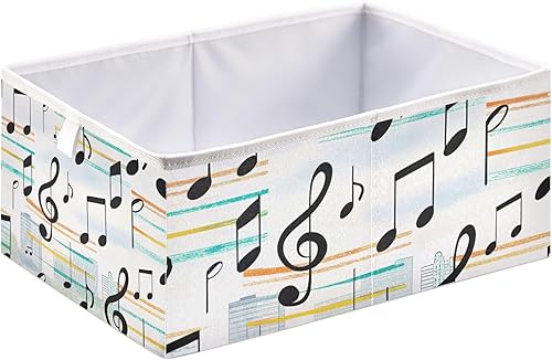 Miniatura 2 de Kigai Cubos de almacenamiento de notas musicales, cubos grandes plegables de 11 x 11 x 11 pulgadas, cesta de almacenamiento para oficina en casa