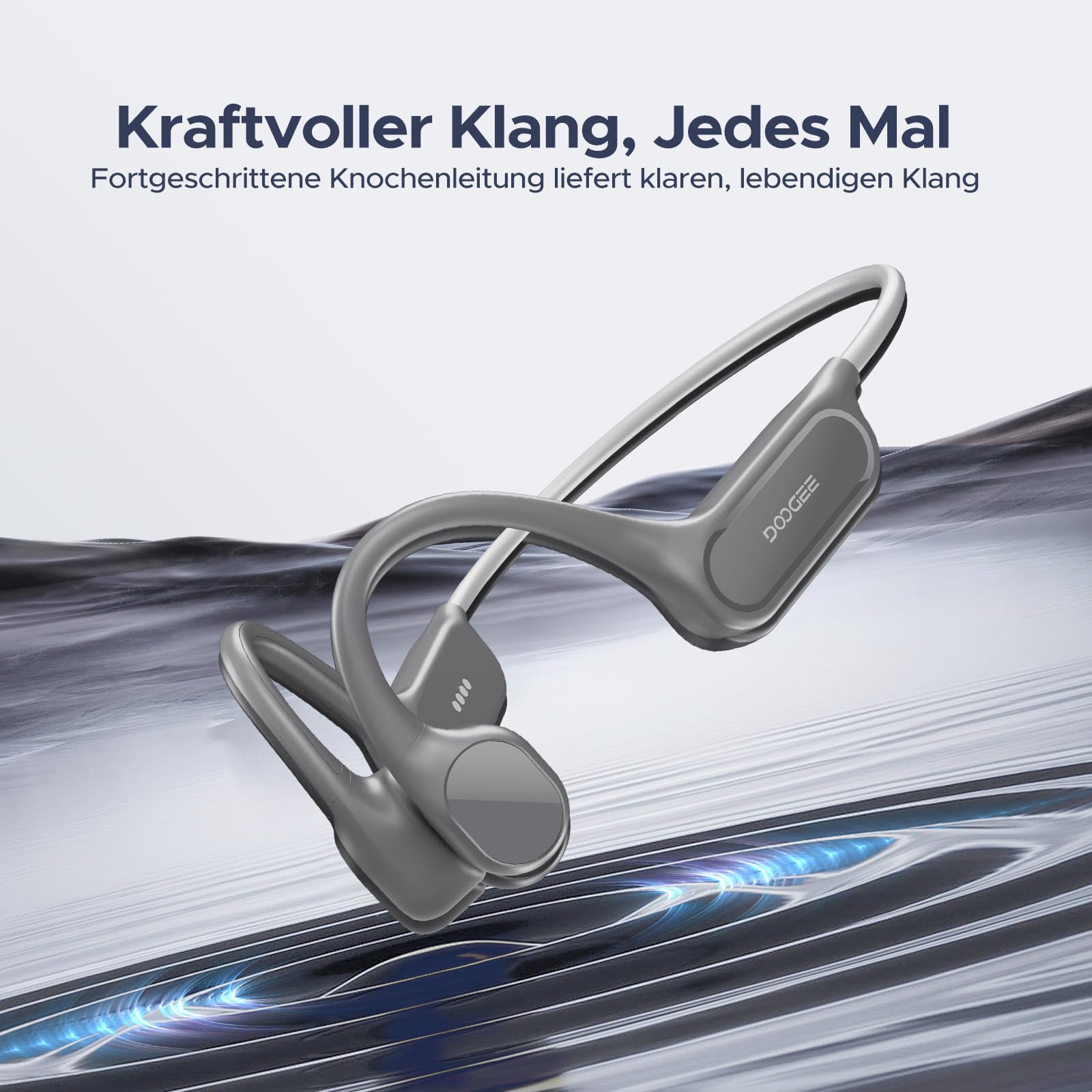 Knochenschall Kopfhörer, IP68 Kopfhörer Schwimmen, 10H Sport Lauf Drahtlos Bluetooth 5.4 Open-Ear Kopfhörer mit 32GB MP3 Doppelmodus für Radfahren, Unterwasserschwimmen, Fitness