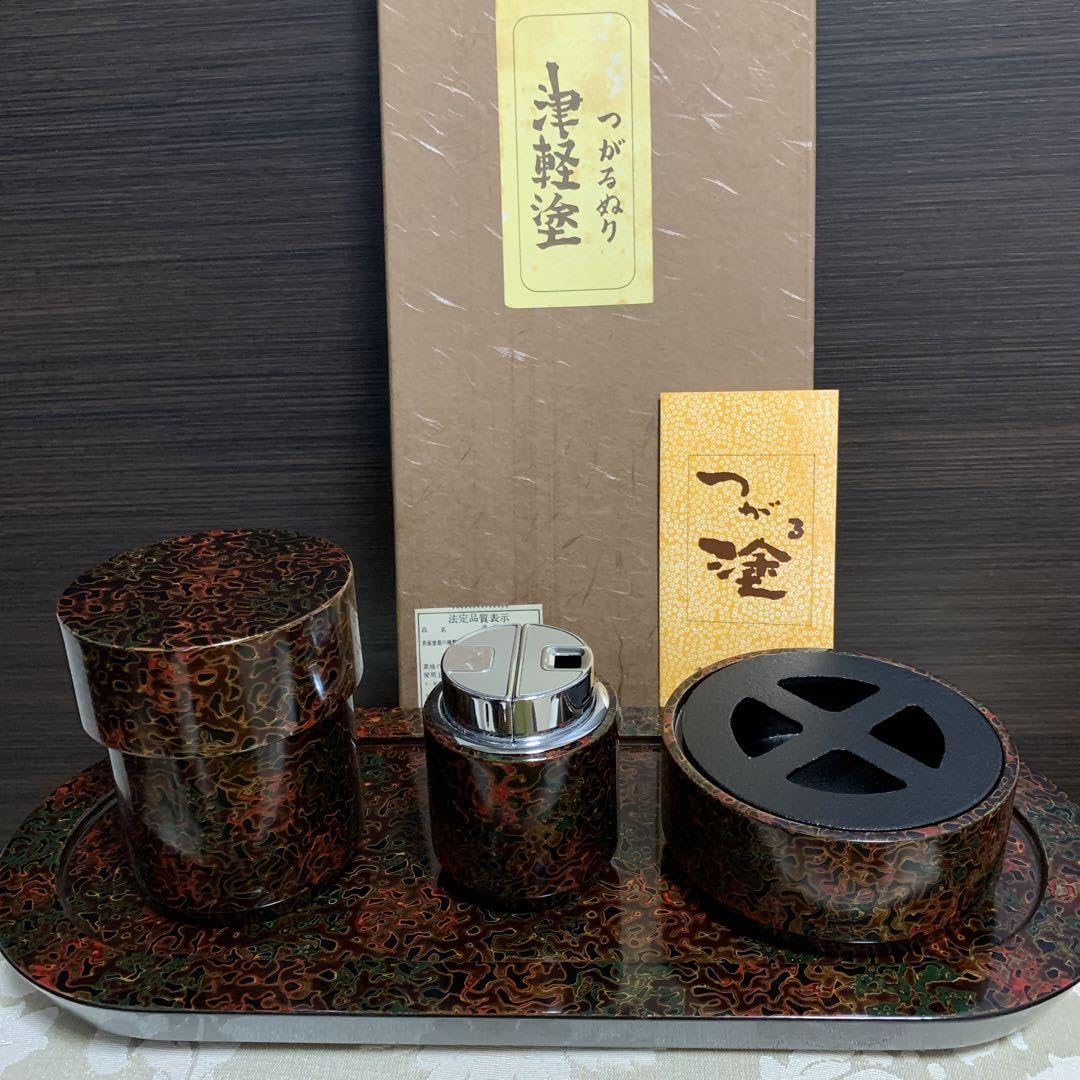 Amazon.co.jp: 津軽塗灰皿 ライター 煙草入れ セット : ファッション