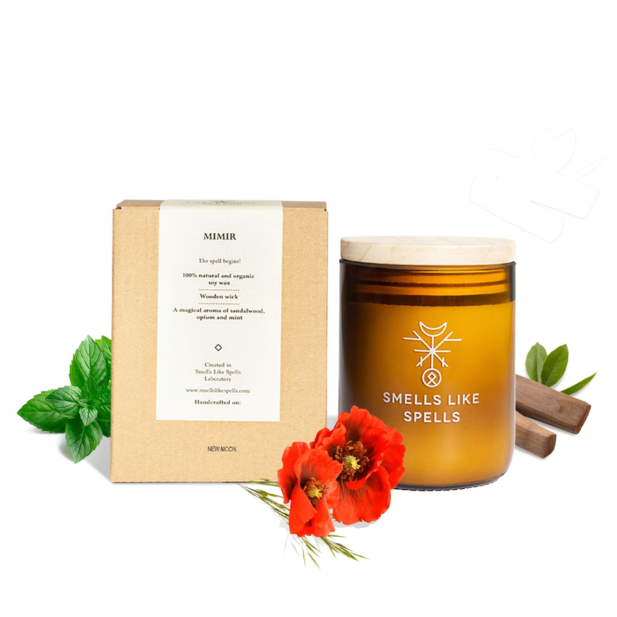 Vela perfumada, cera de soja pura, vidrio ámbar, tamaño único