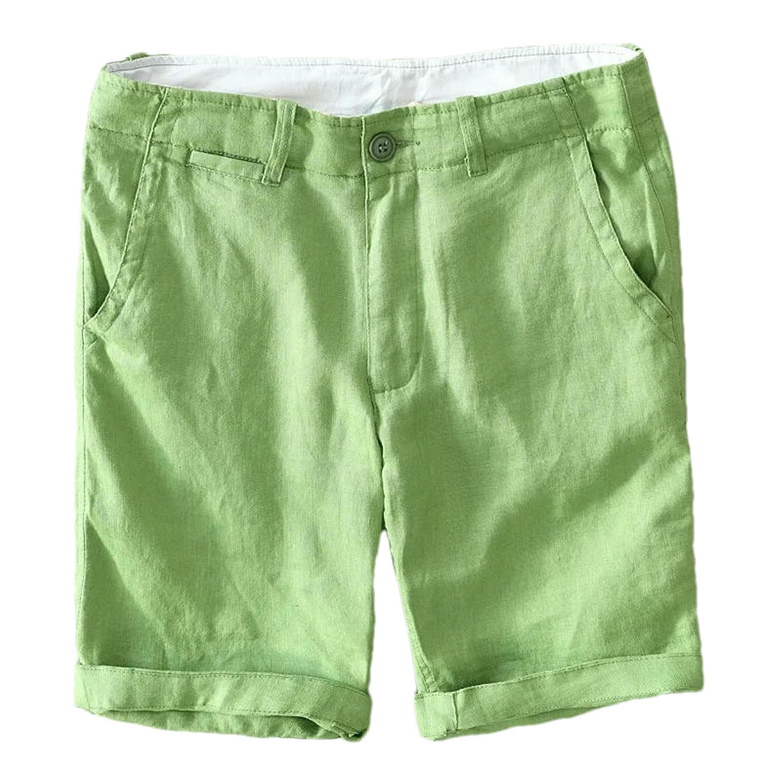 Herren-Sommershorts aus dünnem atmungsaktivem Leinen Strandshorts mit Knöpfen