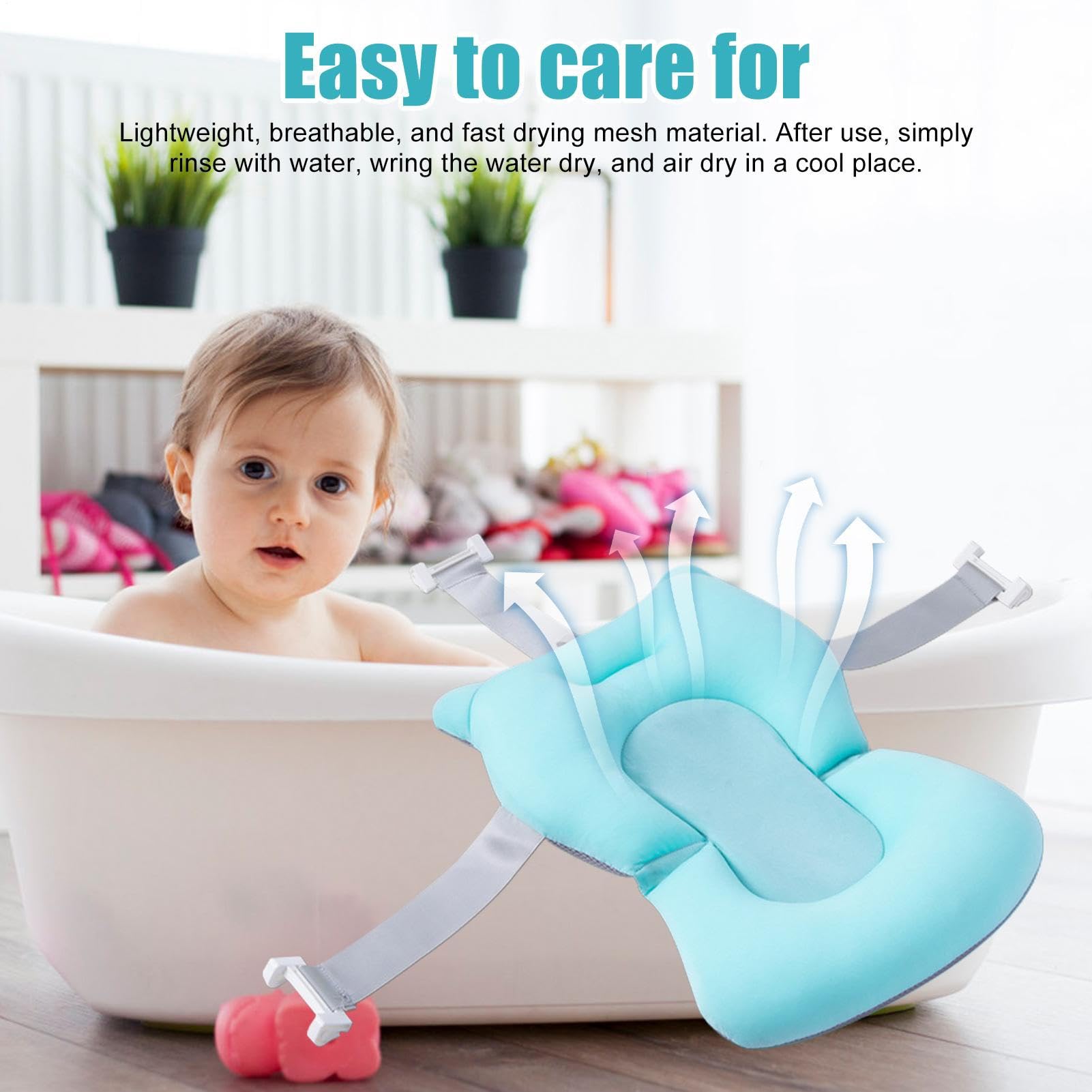 Cojín De Baño Para Recién Nacido, Alfombrilla De Baños Acolchada Antideslizante, Almohada Con Soporte Adaptable Con Hebillas Y 3 Cinturones De Seguridad, Articulo Para Baño Del Bebé En Hogar — view 2