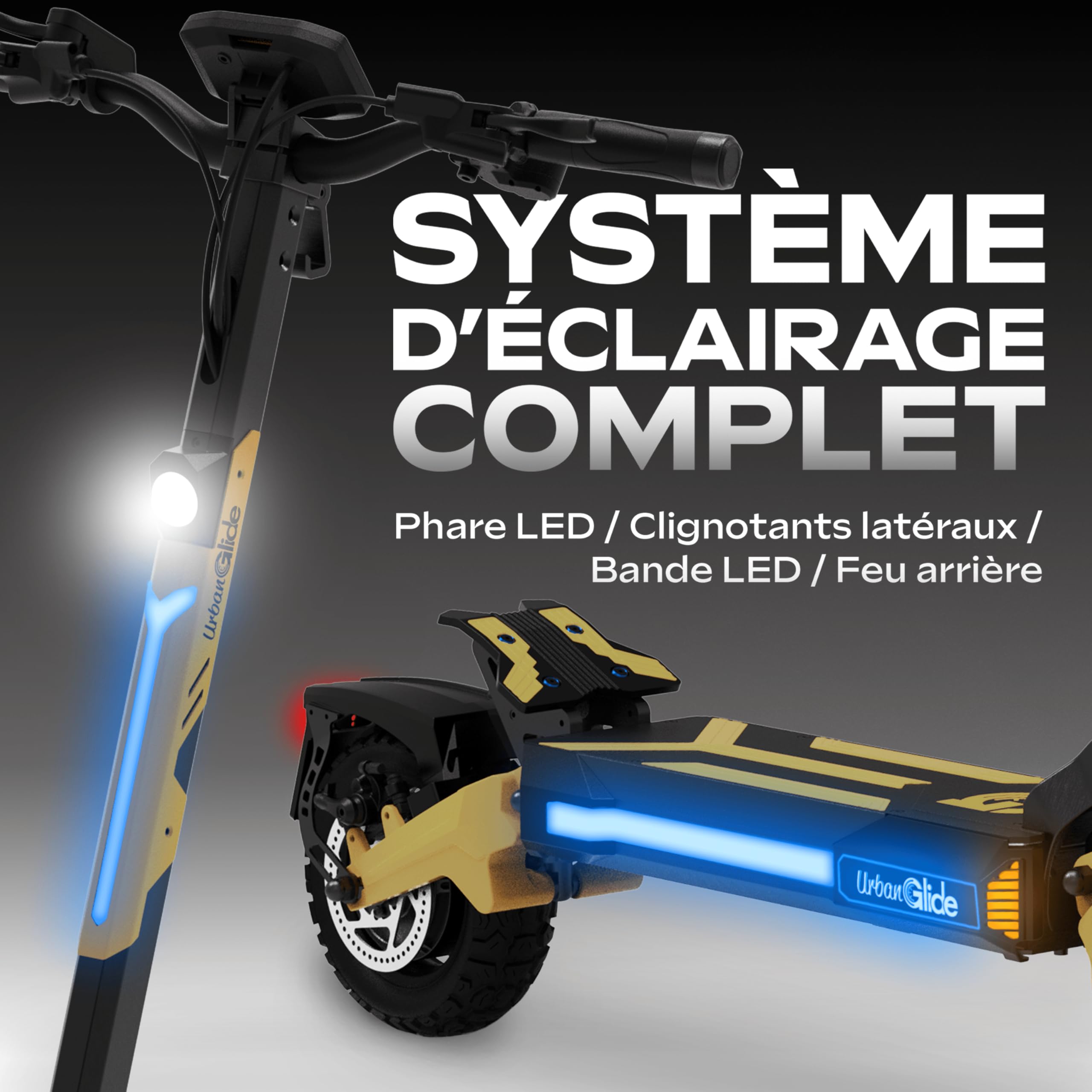 Trottinette Électrique UrbanGlide 1000GT 2x2 – 52V 23,4Ah – Autonomie 100km – Tout-Terrain, Noir