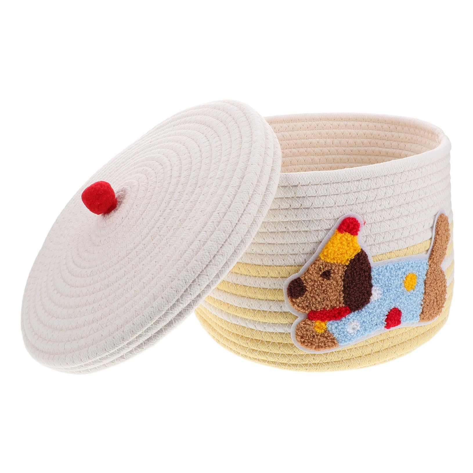 Panier pour chien en coton jaune et blanc PRETYZOOM avec couvercle