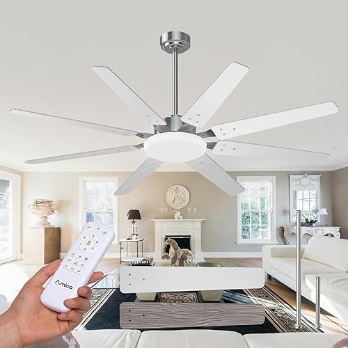 Miniatura 13 de Ventiladores de techo de 72 pulgadas con luces, ventilador de techo grande con luz y control remoto, regulable, 3CCT, silencioso, ventilador de