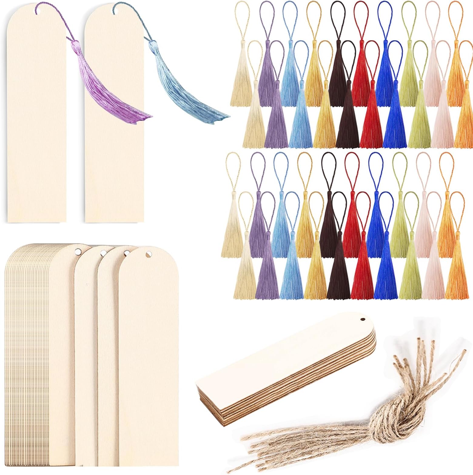 Amazon.com: Osznmmg 300 Pcs Unfinished Wood Bookmark Set With Colorful ...