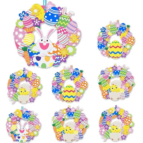Easter Wreaths for Front Door,8Pcs DIY Artificial Spring Easter Wreath