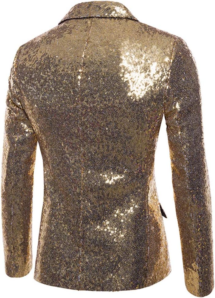 Cloudstyle Mens One Button Sequin Dress Suit Jacket Party Festival Tuxedo Sport Coat - Image 2