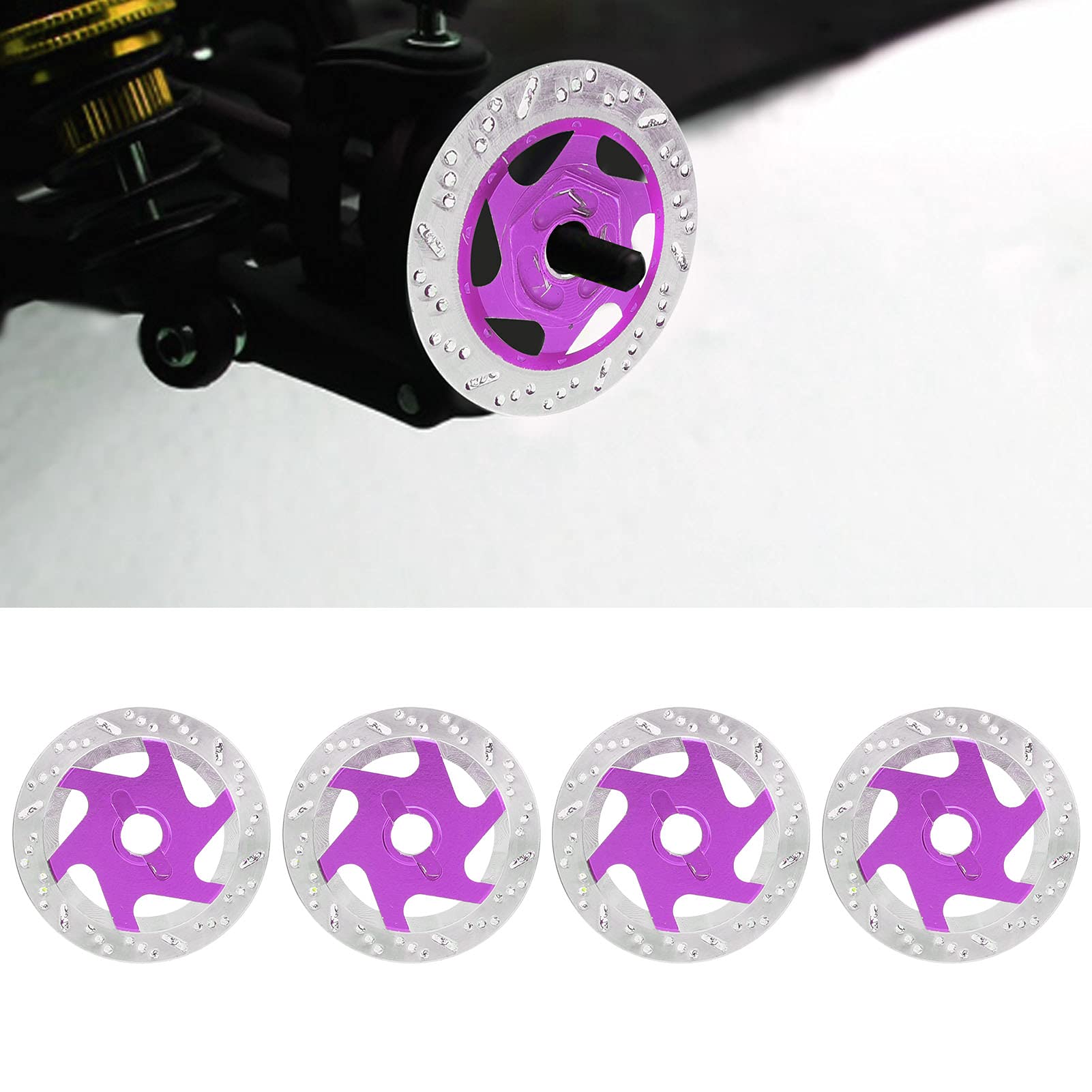 Jauarta 4PCS Universal Aluminum Alloy RC Car Brake Disc Metal Hex Adapter for 1/10 Remote Control Car (Purple)